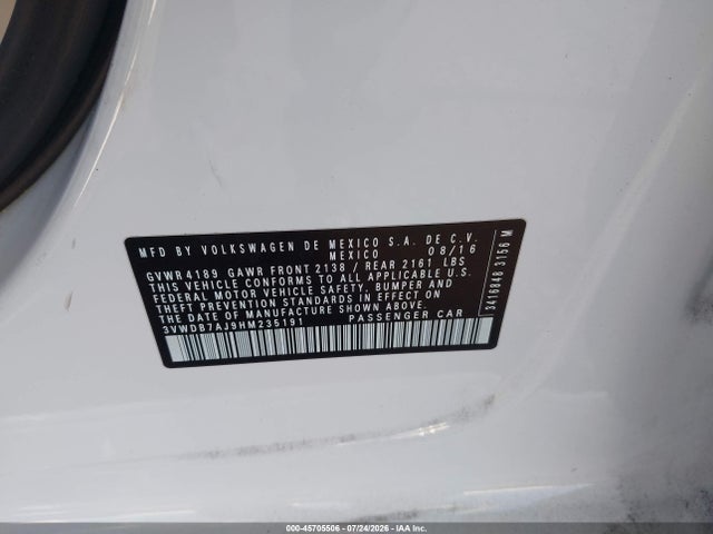 Volkswagen Jetta 1.4t Se 2017 3VWDB7AJ9HM235191 Image 9
