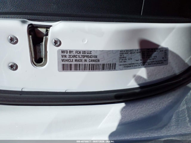 Aukcja sprzedaży 2023 Chrysler Pacifica Hybrid Touring L, vin: 2C4RC1L70PR543104, numer aukcji: 45705577