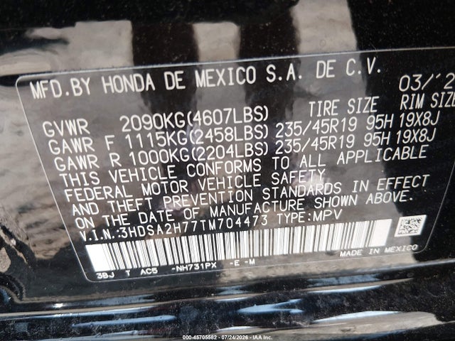 Aukcja sprzedaży 2026 Acura Adx A-spec With Advance, vin: 3HDSA2H77TM704473, numer aukcji: 45705582