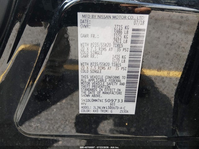 Продаж на аукціоні авто 2019 Infiniti Qx60 Luxe, vin: 5N1DL0MM7KC509733, номер лоту: 45705597