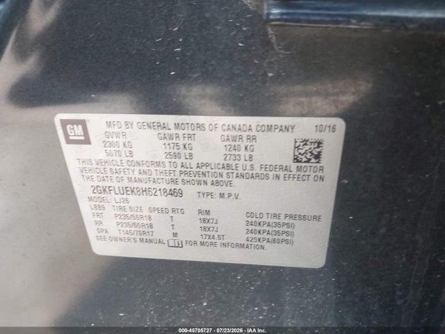 Продажа на аукционе авто 2017 Gmc Terrain Slt, vin: 2GKFLUEK8H6218469, номер лота: 45705727