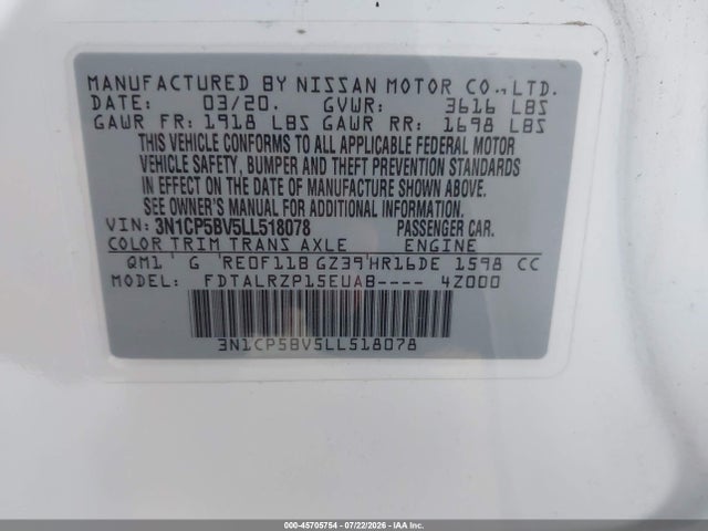 Nissan Kicks S Xtronic Cvt 2020 3N1CP5BV5LL518078 Image 9