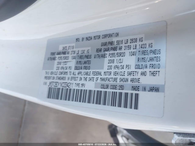 JM3TCBDY1K0334211 Mazda Cx-9 Grand Touring