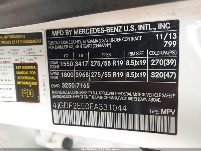 Aukcja sprzedaży 2014 Mercedes-benz Gl 350 Bluetec 4matic, vin: 4JGDF2EE0EA331044, numer aukcji: 45705858