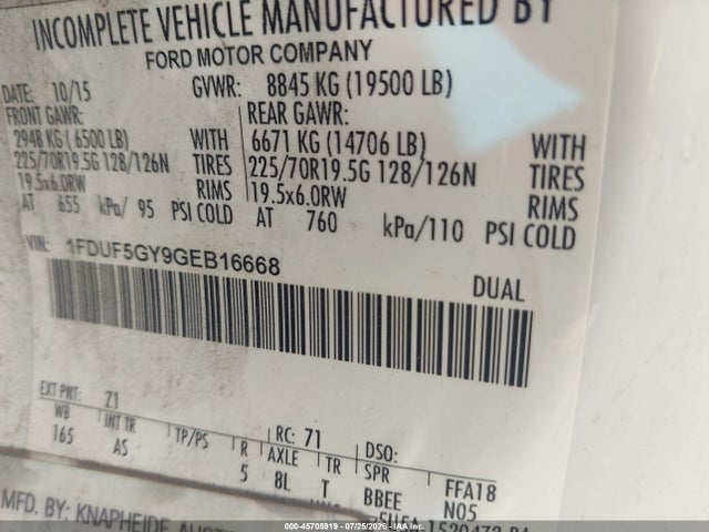 1FDUF5GY9GEB16668 Ford F-550 Chassis Xl