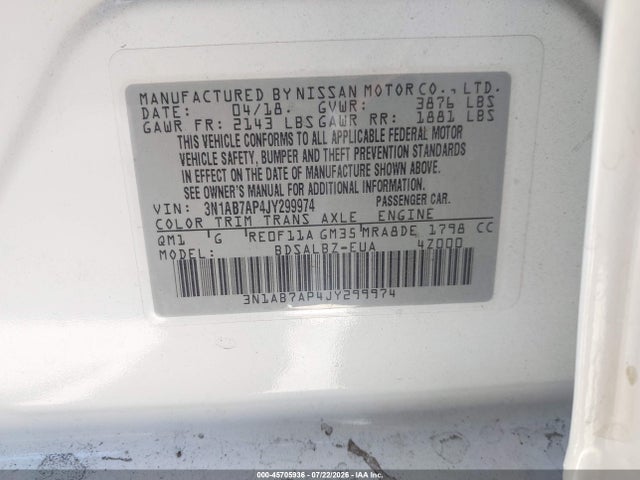 Nissan SENTRA S 2018 3N1AB7AP4JY299974 Image 9
