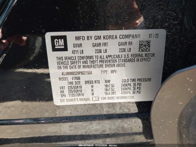 45705939 :رقم المزاد ، KL4MMBS29PB021504 vin ، 2023 Buick Encore Gx Preferred Fwd مزاد بيع