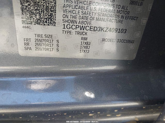 Chevrolet Silverado 1500 Lt 2019 1GCPWCED3KZ409103 Image 9