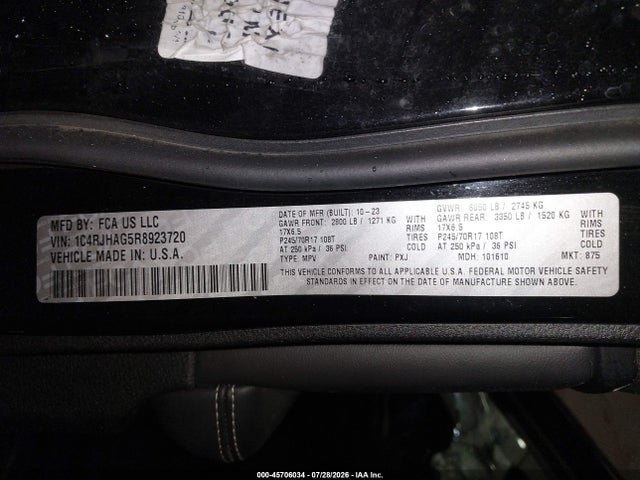 2024 Jeep Grand Cherokee Laredo 4x4 მანქანა იყიდება აუქციონზე, vin: 1C4RJHAG5R8923720, აუქციონის ნომერი: 45706034