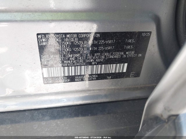 45706040 :رقم المزاد ، JTMP1RFV3SJ046504 vin ، 2025 Toyota Rav4 Xle مزاد بيع