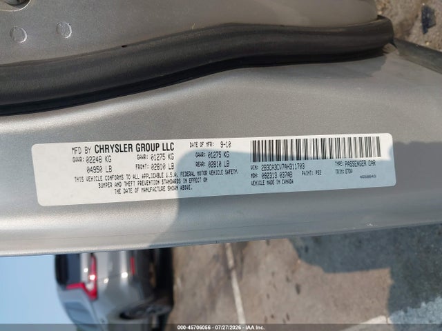 2010 Dodge Charger Sxt მანქანა იყიდება აუქციონზე, vin: 2B3CA3CV7AH311703, აუქციონის ნომერი: 45706056