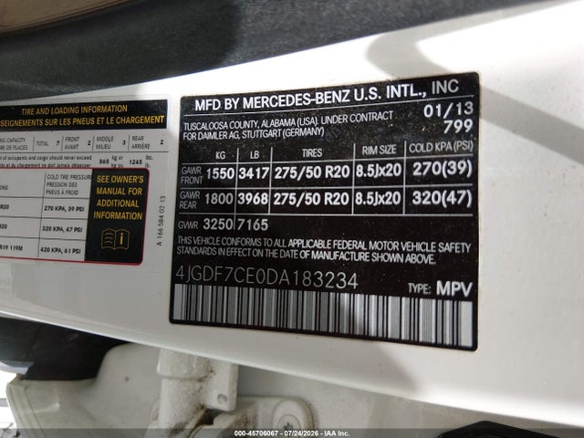 Продажа на аукционе авто 2013 Mercedes-benz Gl 450 4matic, vin: 4JGDF7CE0DA183234, номер лота: 45706067