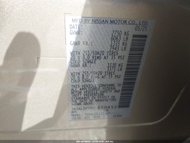 Aukcja sprzedaży 2025 Infiniti Qx60 Luxe Awd, vin: 5N1AL1FS9SC359452, numer aukcji: 45706082