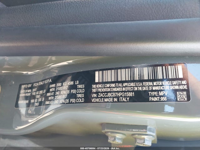 Aukcja sprzedaży 2017 Jeep Renegade Trailhawk, vin: ZACCJBCB7HPG15881, numer aukcji: 45706084