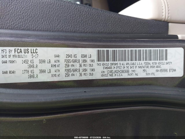 Продаж на аукціоні авто 2017 Dodge Durango Sxt Awd, vin: 1C4RDJAG2HC883686, номер лоту: 45706089