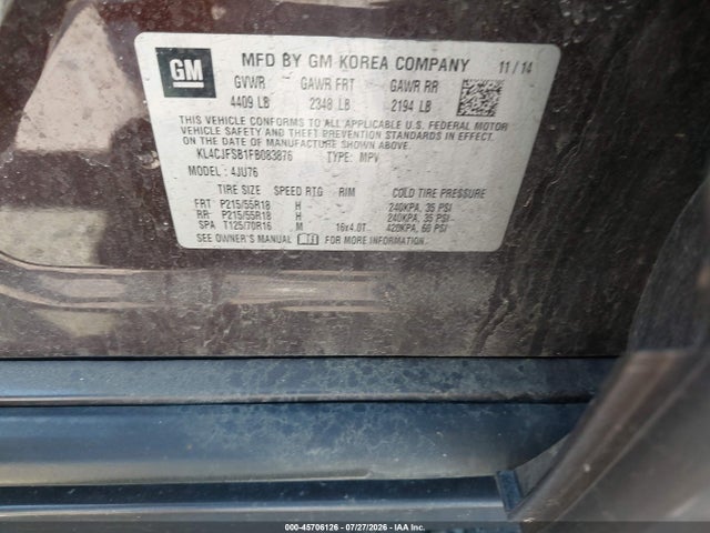Продажа на аукционе авто 2015 Buick Encore Convenience, vin: KL4CJFSB1FB083876, номер лота: 45706126