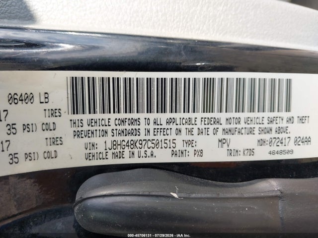 45706131 :رقم المزاد ، 1J8HG48K97C501515 vin ، 2007 Jeep Commander مزاد بيع