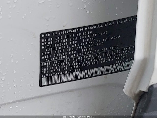Aukcja sprzedaży 2023 Volkswagen Tiguan 2.0t Se, vin: 3VV3B7AX6PM071496, numer aukcji: 45706136