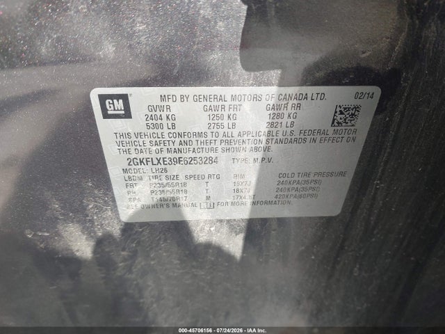 GMC Terrain Slt-1 2014 2GKFLXE39E6253284 Image 9