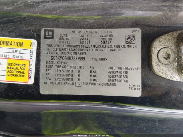 1GC3KYCG4HZ377999 Chevrolet Silverado 3500hd Work Truck