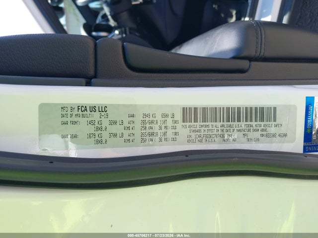 Auction sale of the 2019 Jeep Grand Cherokee Limited 4x4, vin: 1C4RJFBG5KC707436, lot number: 45706217