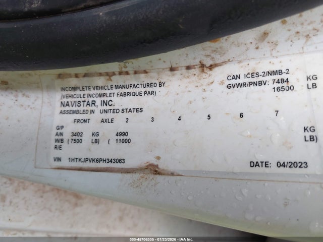 2023 Chevrolet Silverado Md Work Truck მანქანა იყიდება აუქციონზე, vin: 1HTKJPVK6PH343063, აუქციონის ნომერი: 45706305