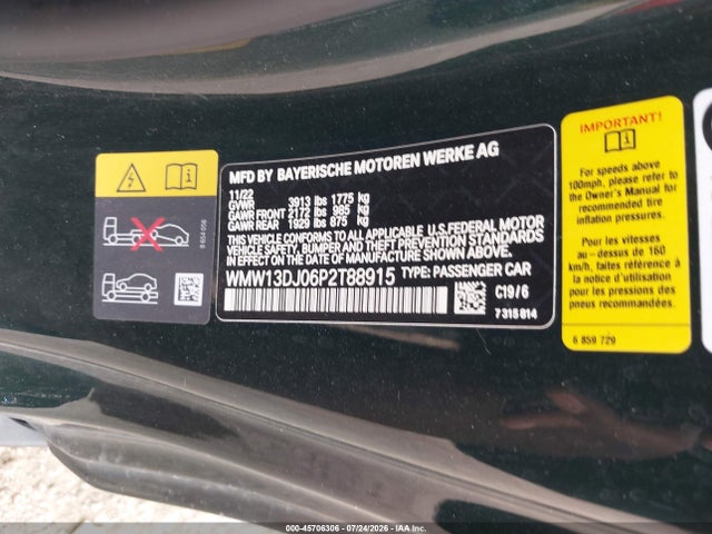 Aukcja sprzedaży 2023 Mini Se Hardtop Cooper, vin: WMW13DJ06P2T88915, numer aukcji: 45706306