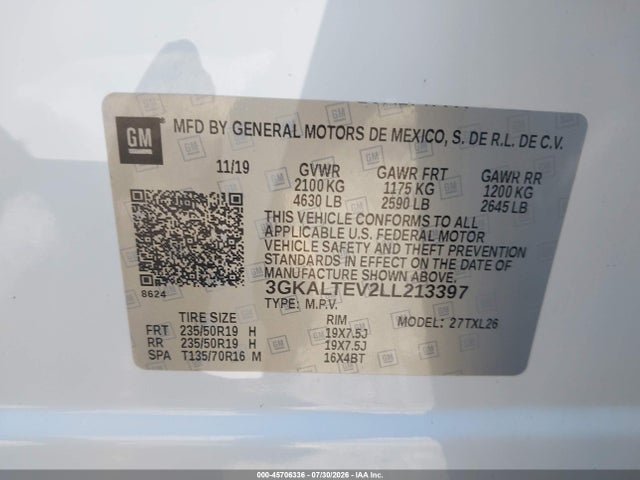 Продаж на аукціоні авто 2020 Gmc Terrain Awd Sle, vin: 3GKALTEV2LL213397, номер лоту: 45706336