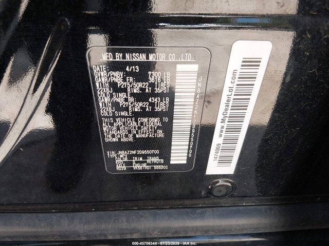 Продажа на аукционе авто 2013 Infiniti Qx56, vin: JN8AZ2NF2D9550700, номер лота: 45706344