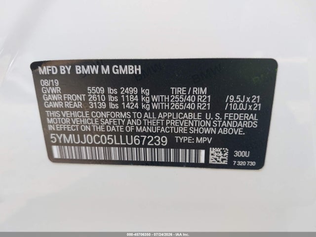 BMW X4 M 2020 5YMUJ0C05LLU67239 Image 9
