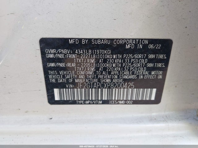 Продаж на аукціоні авто 2023 Subaru Crosstrek Premium, vin: JF2GTAPCXP8200425, номер лоту: 45706430