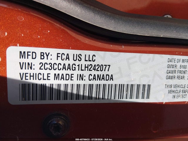 45706433 :رقم المزاد ، 2C3CCAAG1LH242077 vin ، 2020 Chrysler 300 Touring مزاد بيع