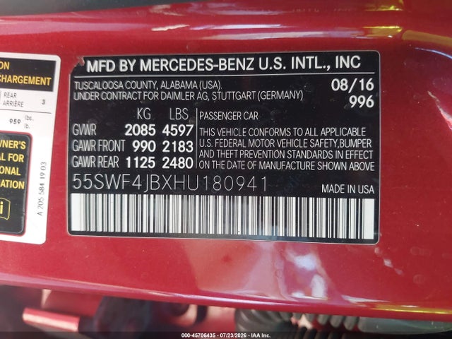 55SWF4JBXHU180941 Mercedes-Benz C 300 Luxury/sport