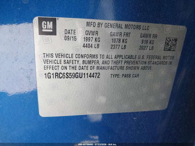 Chevrolet VOLT LT 2016 1G1RC6S59GU114472 Image 9