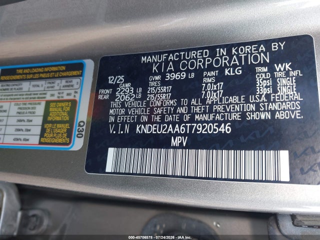 Продаж на аукціоні авто 2026 Kia Seltos S, vin: KNDEU2AA6T7920546, номер лоту: 45706578