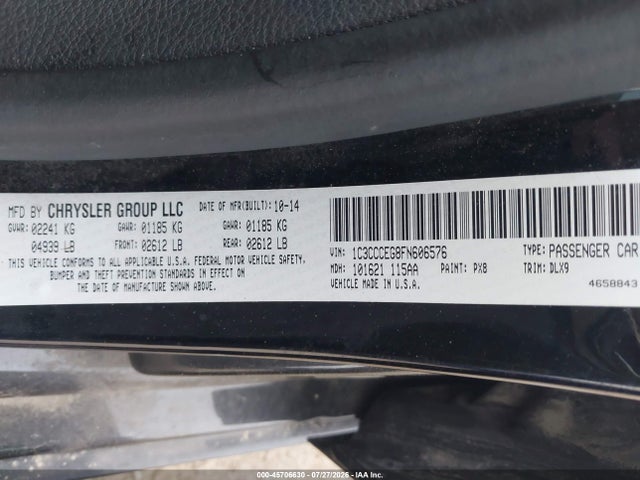Продаж на аукціоні авто 2015 Chrysler 200 C, vin: 1C3CCCEG8FN606576, номер лоту: 45706630