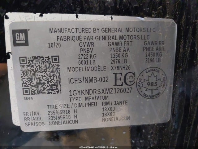 Продаж на аукціоні авто 2021 Cadillac Xt5 Premium Luxury, vin: 1GYKNDRSXMZ126027, номер лоту: 45706640