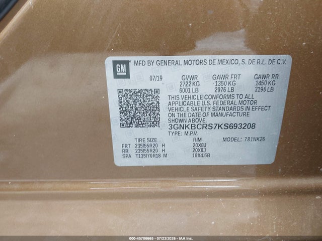 Chevrolet Blazer 2019 3GNKBCRS7KS693208 Image 9