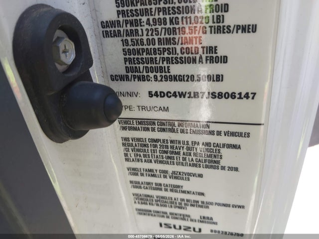 Продаж на аукціоні авто 2018 Isuzu Npr Hd, vin: 54DC4W1B7JS806147, номер лоту: 45706679