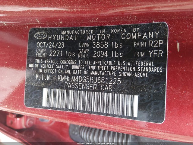Продаж на аукціоні авто 2024 Hyundai Elantra Sel, vin: KMHLM4DG5RU681225, номер лоту: 45706697