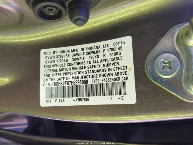 Honda CIVIC EX 2015 19XFB2F87FE298950 Image 9