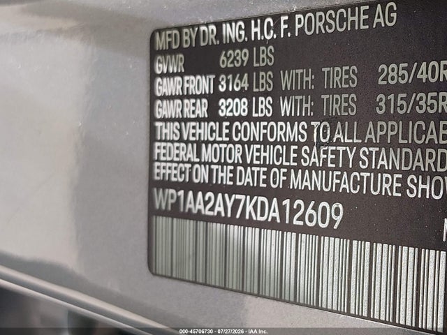 WP1AA2AY7KDA12609 Porsche Cayenne