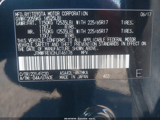 Toyota Rav4 Xle 2017 JTMWFREV2HJ146178 Image 9