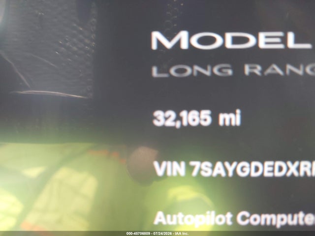 45706809 :رقم المزاد ، 7SAYGDEDXRF097291 vin ، 2024 Tesla Model Y Long Range Single Motor Rear-wheel Drive/rwd مزاد بيع