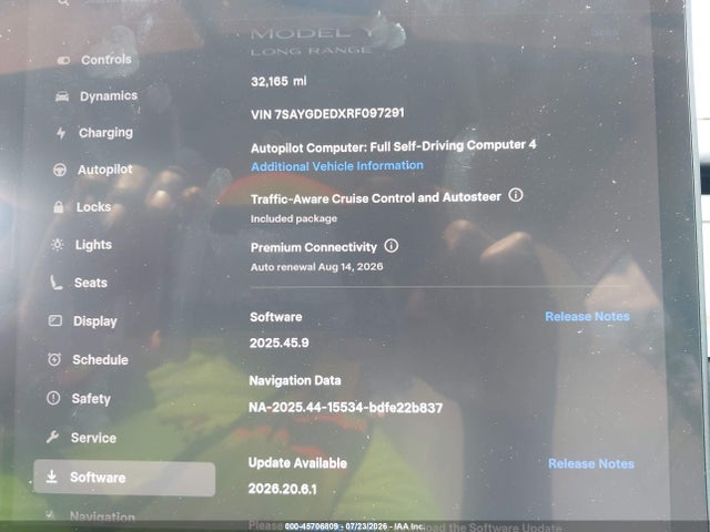 45706809 :رقم المزاد ، 7SAYGDEDXRF097291 vin ، 2024 Tesla Model Y Long Range Single Motor Rear-wheel Drive/rwd مزاد بيع