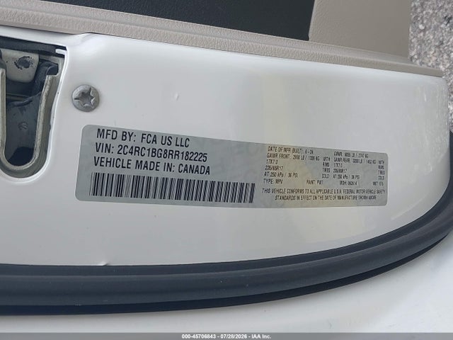 Aukcja sprzedaży 2024 Chrysler Pacifica Touring L, vin: 2C4RC1BG8RR182225, numer aukcji: 45706843