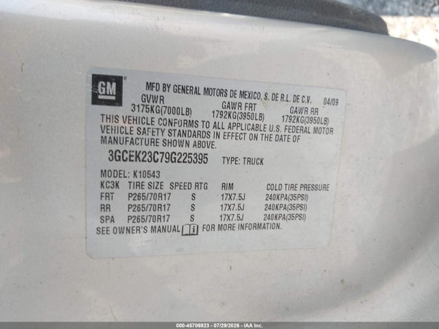 Aukcja sprzedaży 2011 Chevrolet Silverado 1500 Lt, vin: 1GCRCSE02BZ290517, numer aukcji: 45706923