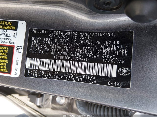 Toyota CAMRY XSE 2017 4T1BF1FK6HU794444 Image 9