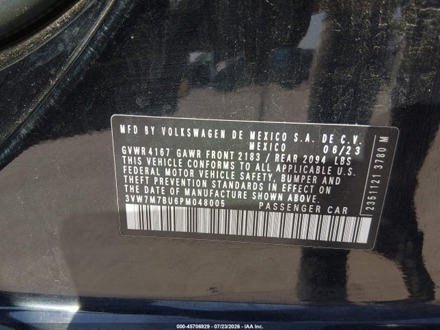 Продаж на аукціоні авто 2023 Volkswagen Jetta 1.5t Se, vin: 3VW7M7BU6PM048005, номер лоту: 45706929