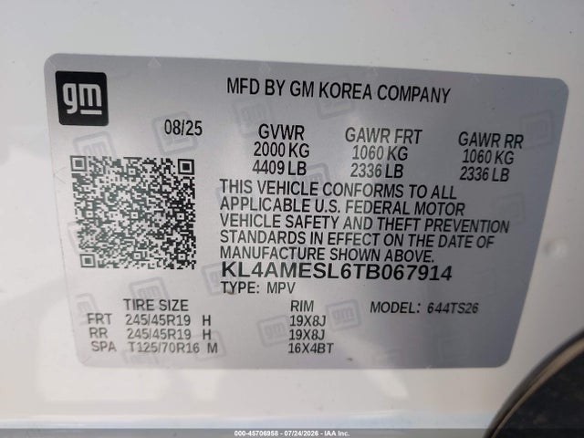 Aukcja sprzedaży 2026 Buick Encore Gx Sport Touring Awd, vin: KL4AMESL6TB067914, numer aukcji: 45706958